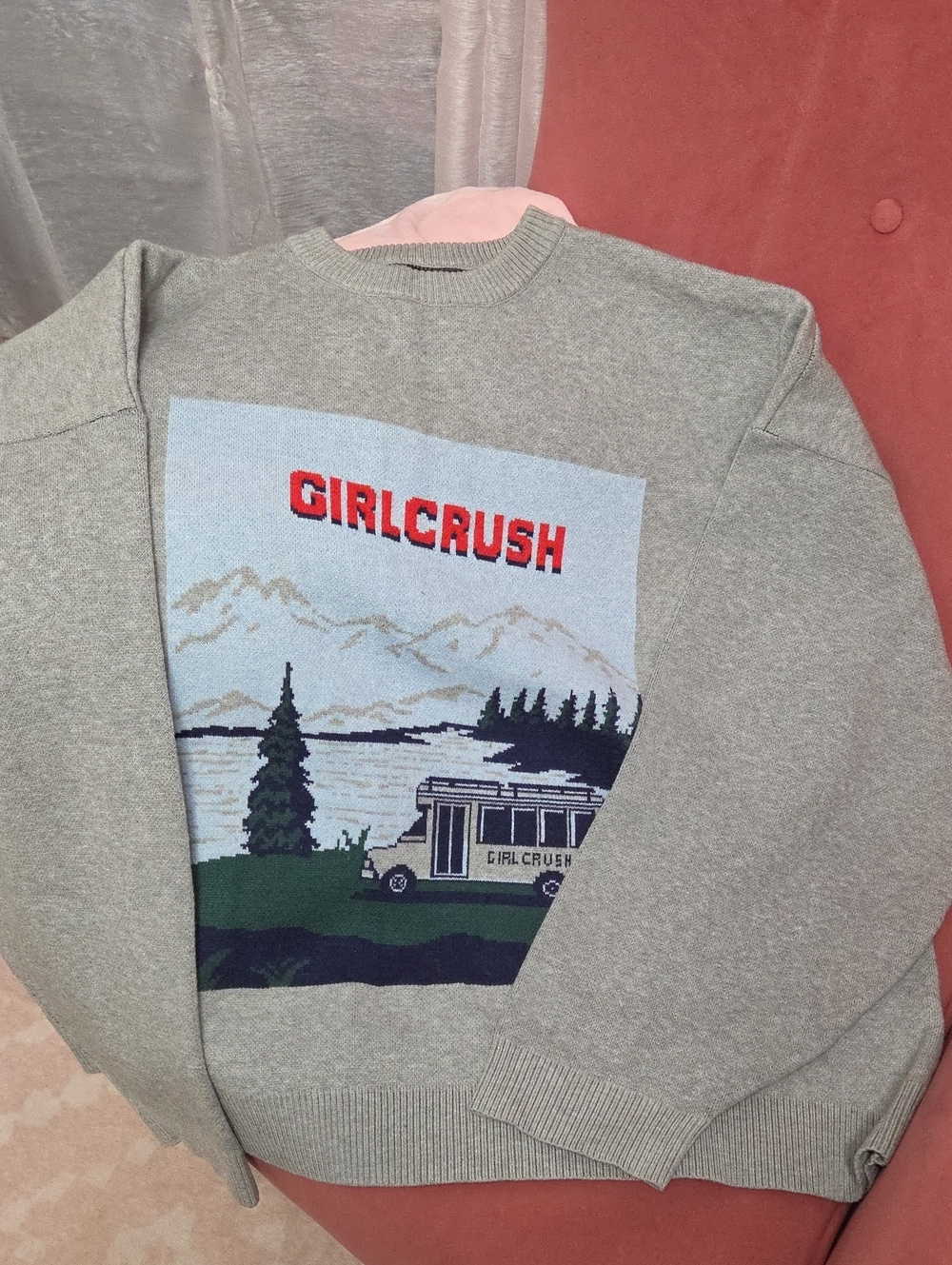 Scenic Knit Crewneck Sweater in Gray